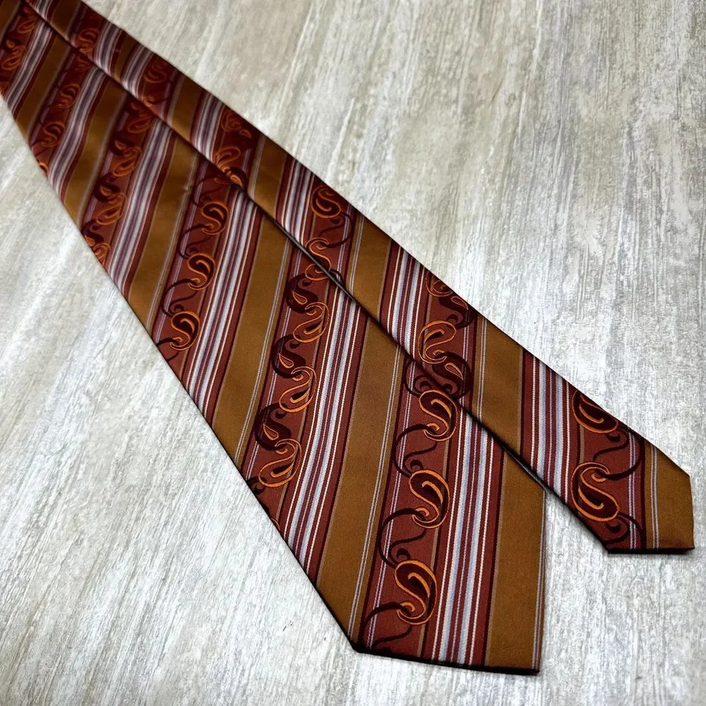 GIANNI VERSACE Men's 100% Silk Necktie SPAIN‎ Luxury Vertical Striped Abstract